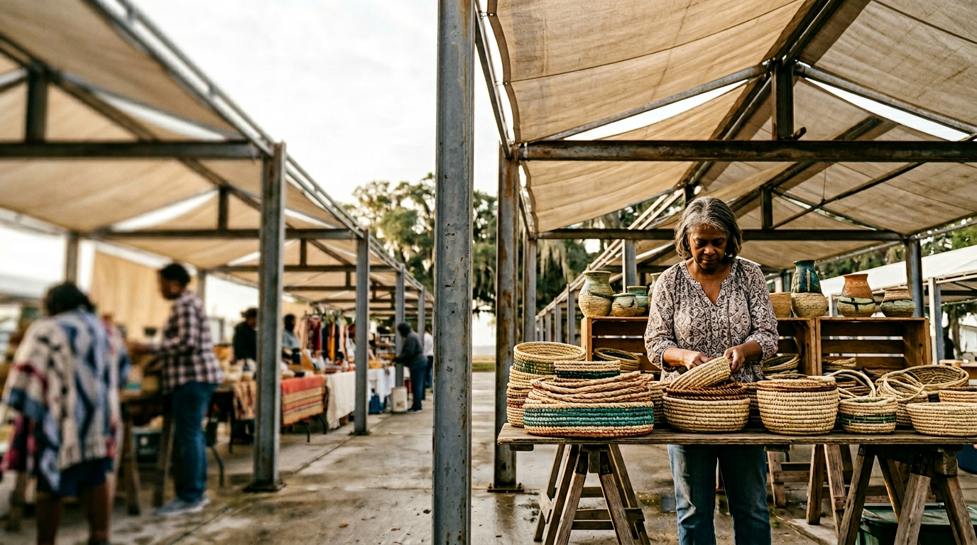 Sweetgrass basket vendor concept